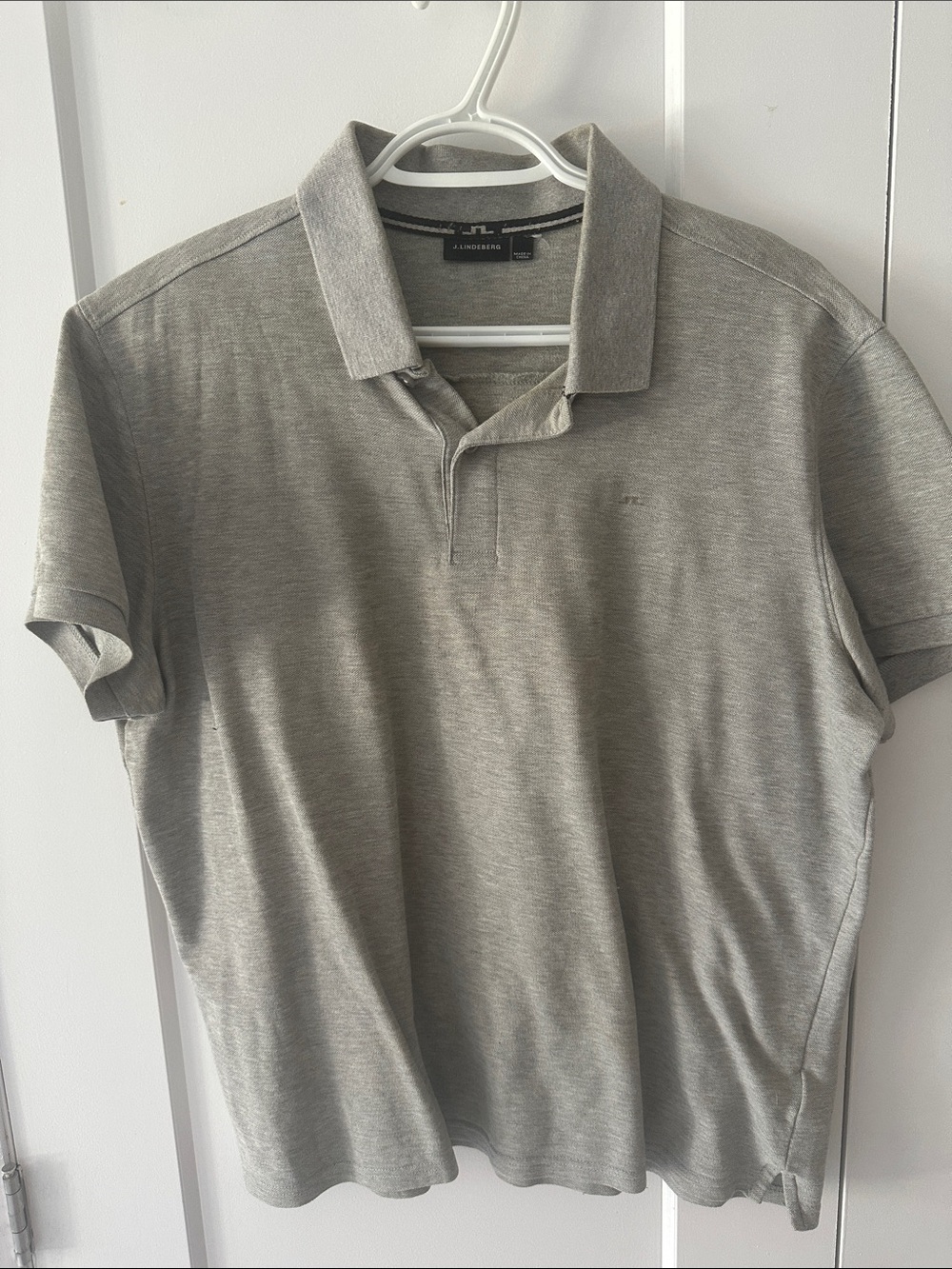 J.Lindeberg Men's Heather Gray Polo Size Medium